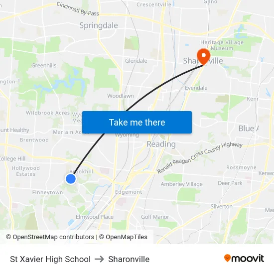 St Xavier High School to Sharonville map