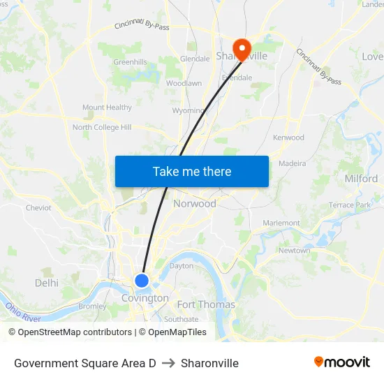 Government Square Area D to Sharonville map