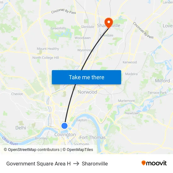 Government Square Area H to Sharonville map