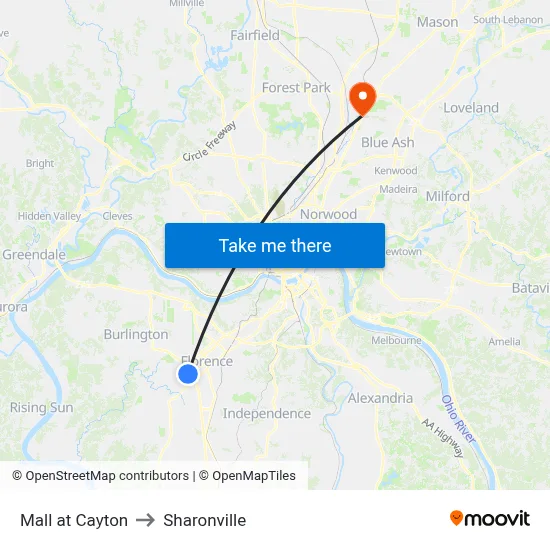 Mall at Cayton to Sharonville map