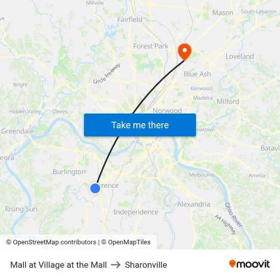 Mall at Village at the Mall to Sharonville map