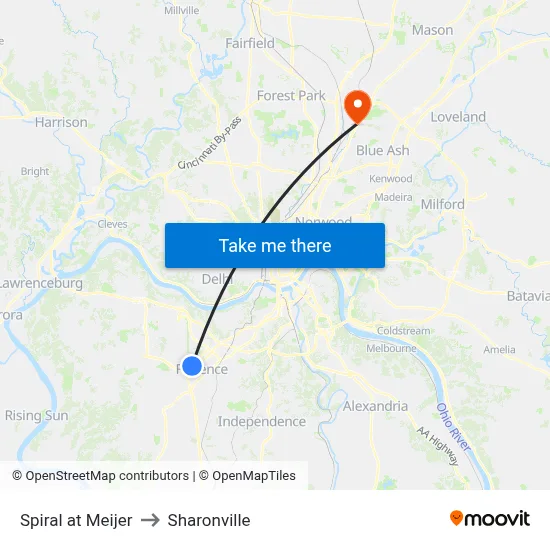 Spiral at Meijer to Sharonville map