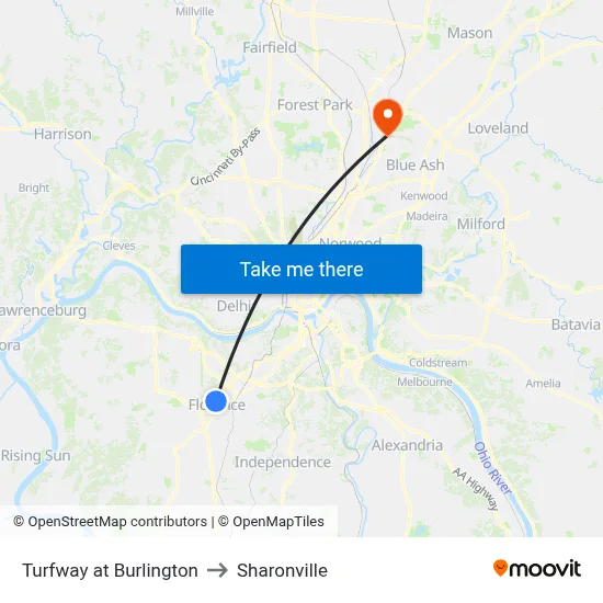 Turfway at Burlington to Sharonville map