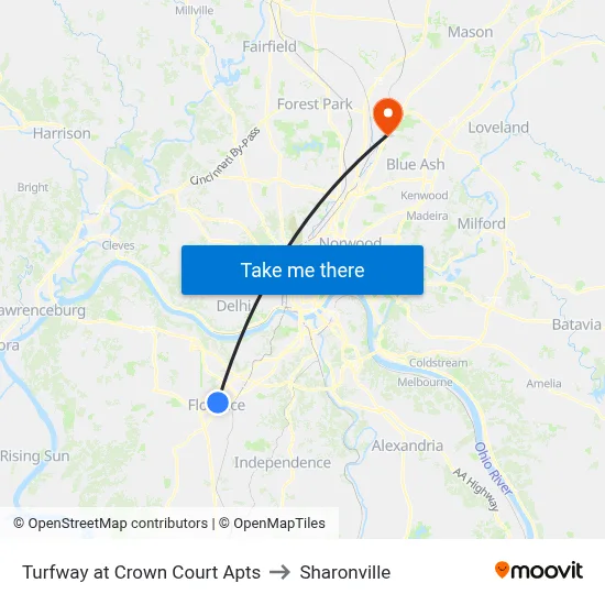 Turfway at Crown Court Apts to Sharonville map