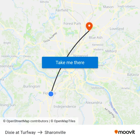 Dixie at Turfway to Sharonville map