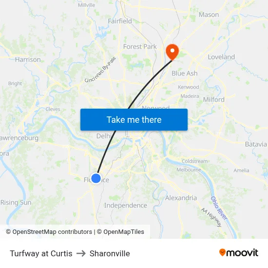 Turfway at Curtis to Sharonville map