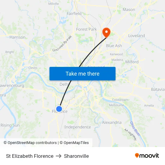 St Elizabeth Florence to Sharonville map