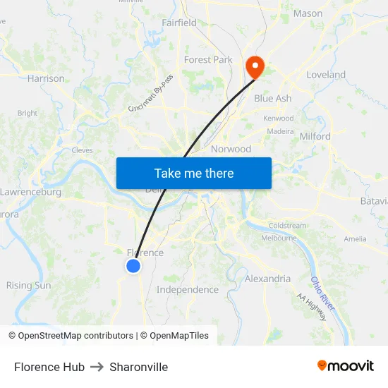 Florence Hub to Sharonville map