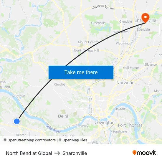 North Bend at Global to Sharonville map