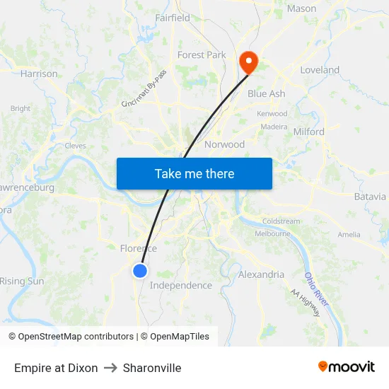 Empire at Dixon to Sharonville map