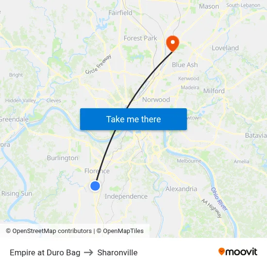 Empire at Duro Bag to Sharonville map