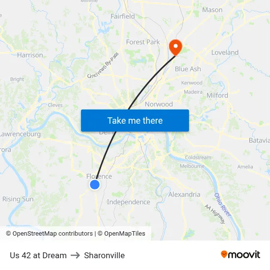Us 42 at Dream to Sharonville map