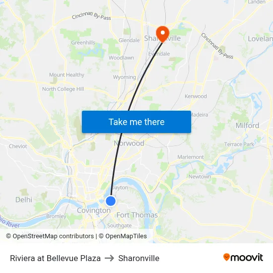 Riviera at Bellevue Plaza to Sharonville map