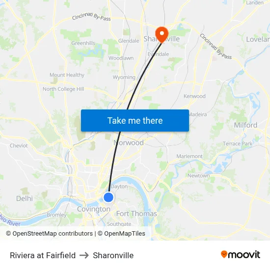 Riviera at Fairfield to Sharonville map
