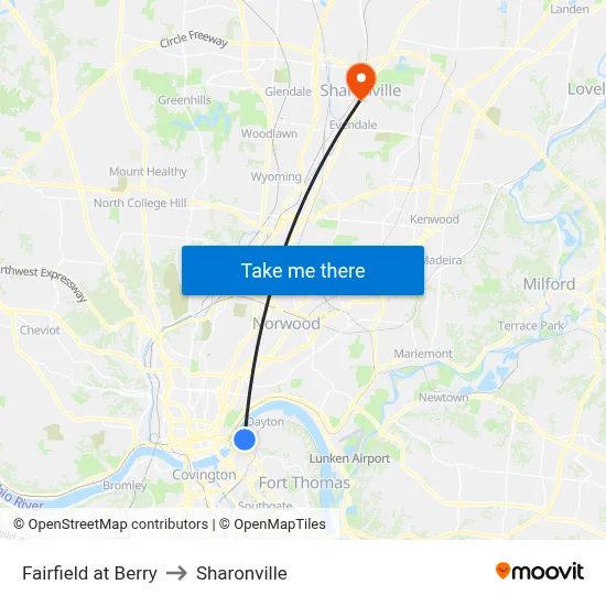 Fairfield at Berry to Sharonville map