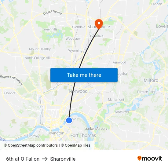 6th at O Fallon to Sharonville map
