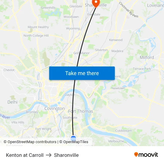 Kenton at Carroll to Sharonville map