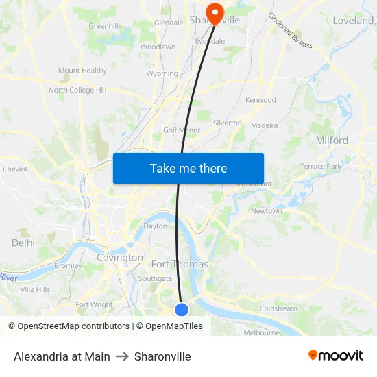 Alexandria at Main to Sharonville map