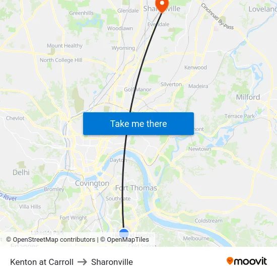 Kenton at Carroll to Sharonville map