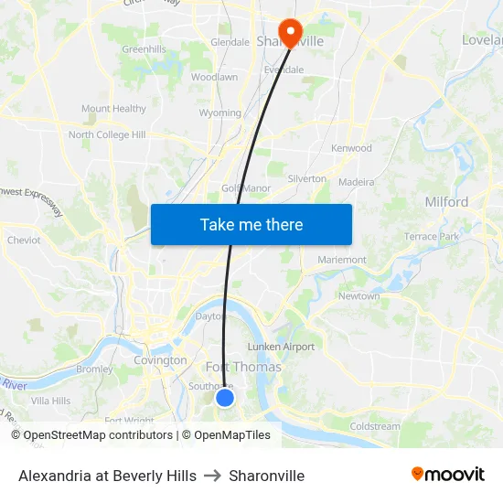 Alexandria at Beverly Hills to Sharonville map