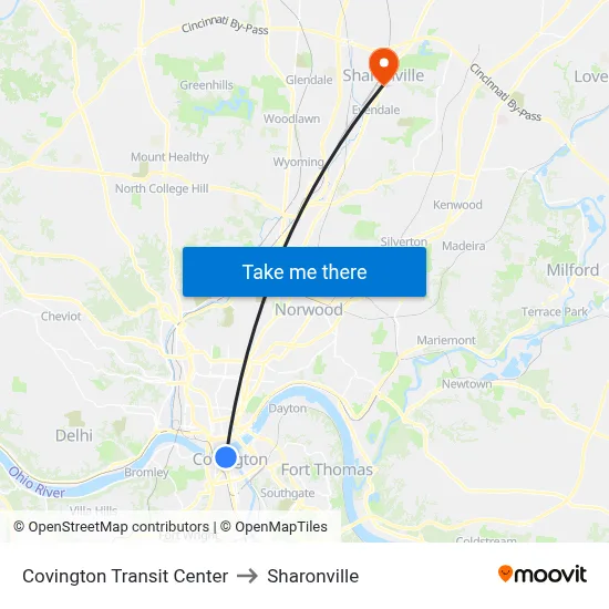Covington Transit Center to Sharonville map