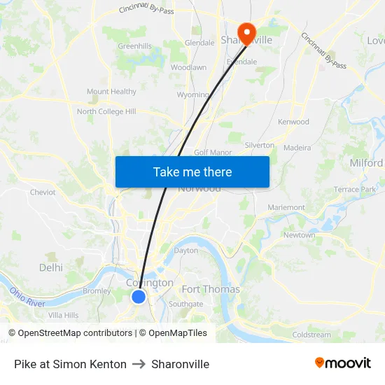Pike at Simon Kenton to Sharonville map