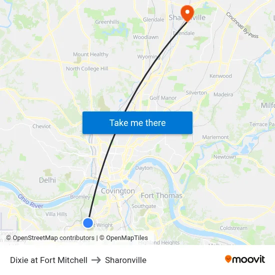 Dixie at Fort Mitchell to Sharonville map