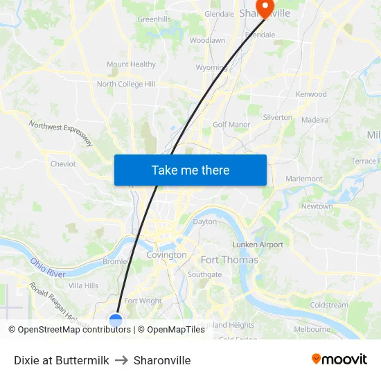 Dixie at Buttermilk to Sharonville map