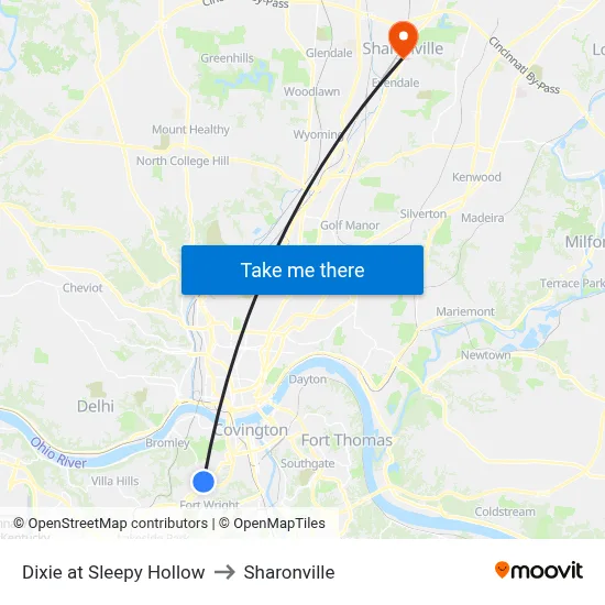 Dixie at Sleepy Hollow to Sharonville map
