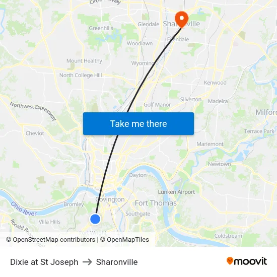 Dixie at St Joseph to Sharonville map