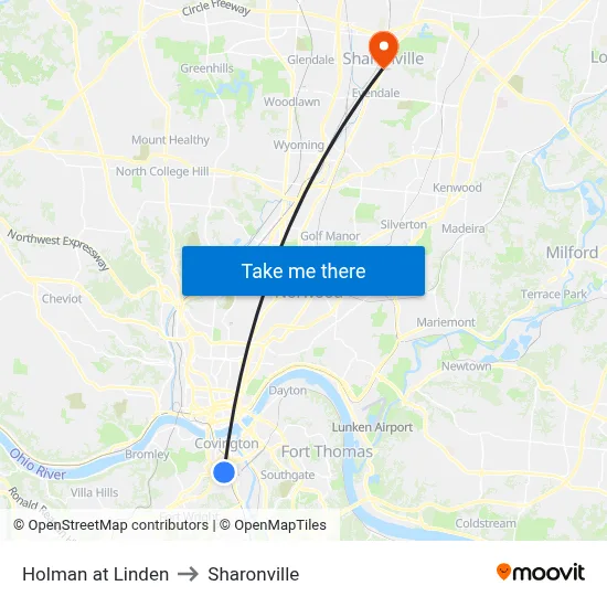 Holman at Linden to Sharonville map