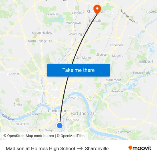 Madison at Holmes High School to Sharonville map