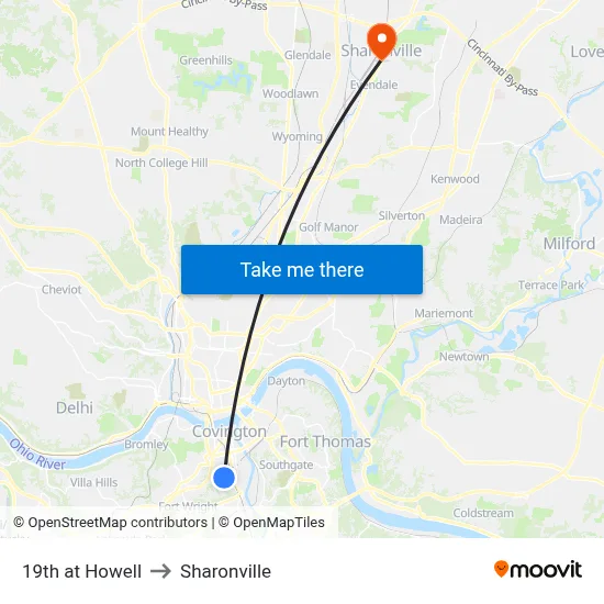 19th at Howell to Sharonville map