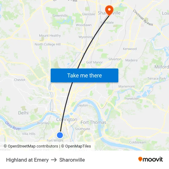Highland at Emery to Sharonville map