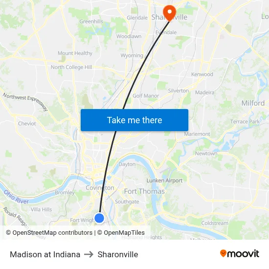 Madison at Indiana to Sharonville map