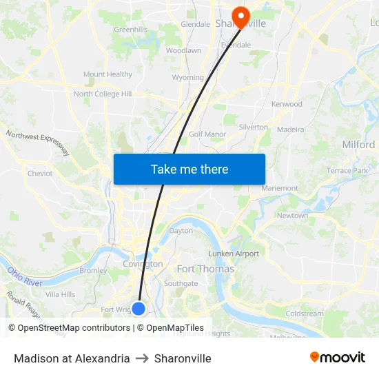 Madison at Alexandria to Sharonville map