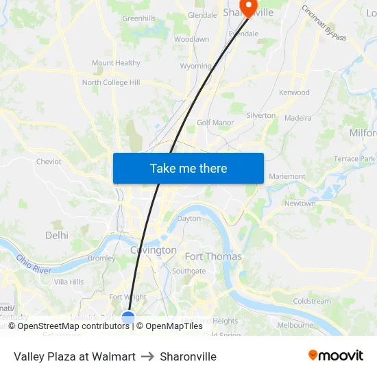 Valley Plaza at Walmart to Sharonville map
