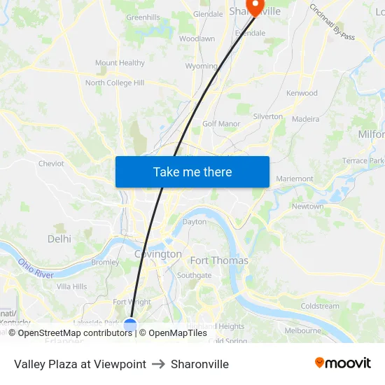 Valley Plaza at Viewpoint to Sharonville map