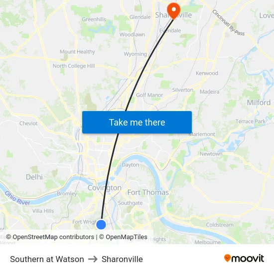 Southern at Watson to Sharonville map