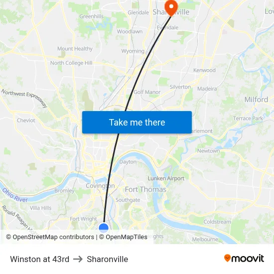 Winston at 43rd to Sharonville map