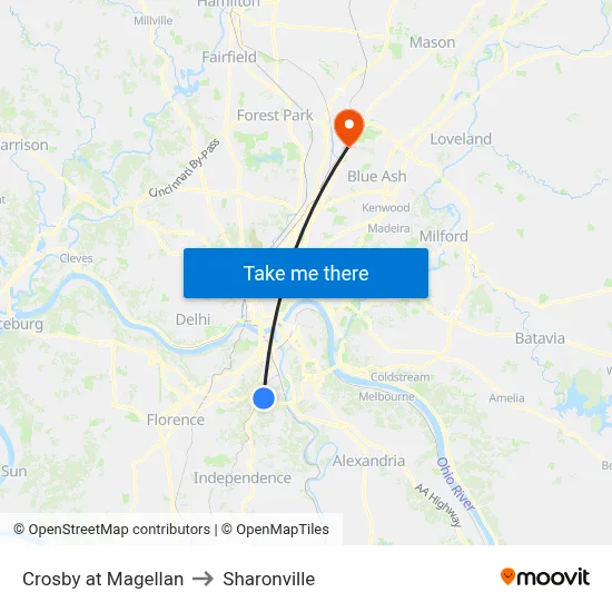 Crosby at Magellan to Sharonville map