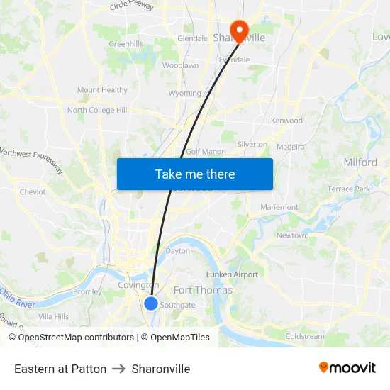 Eastern at Patton to Sharonville map