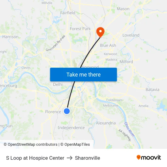 S Loop at Hospice Center to Sharonville map