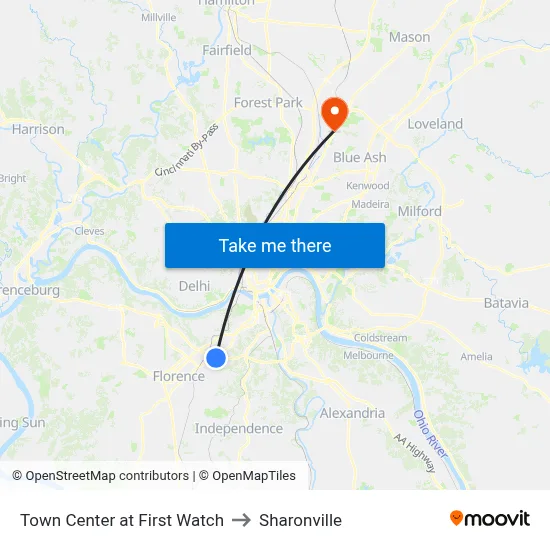 Town Center at First Watch to Sharonville map