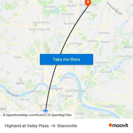 Highland at Valley Plaza to Sharonville map