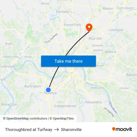 Thoroughbred at Turfway to Sharonville map