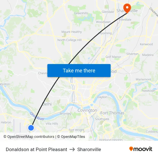Donaldson at Point Pleasant to Sharonville map