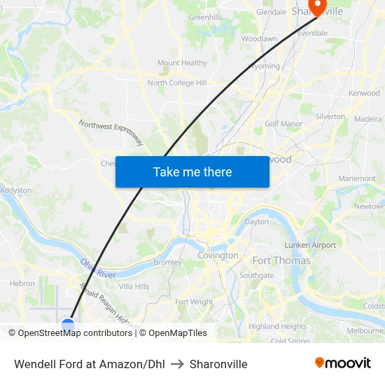 Wendell Ford at Amazon/Dhl to Sharonville map