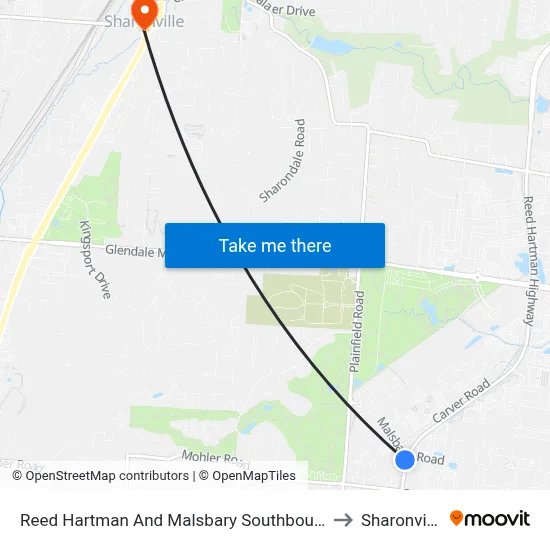 Reed Hartman And Malsbary Southbound to Sharonville map