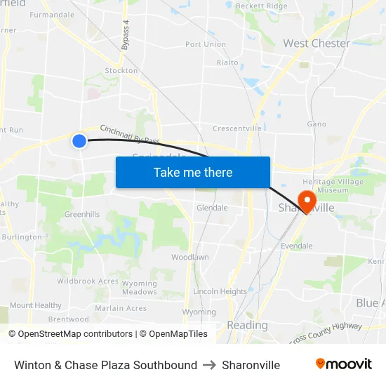 Winton & Chase Plaza Southbound to Sharonville map